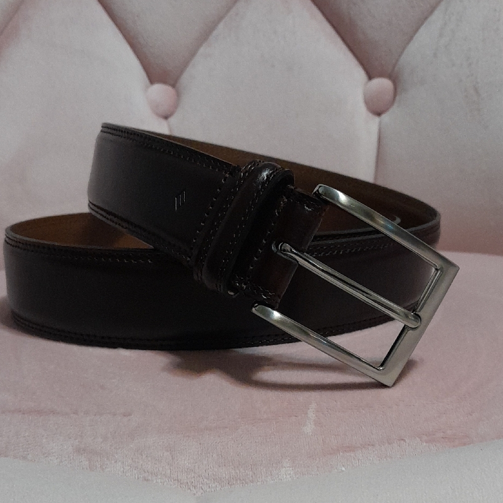 Joesph Abboud Genuine Leather Men's Belt In Dark Brown Size 34